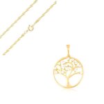 Collier - femme - chaîne torsadée - pendentif - arbre de vie - cristal - blanc - plaqué or jaune 750 ... Collier - femme - chaîne torsadée - pendentif - arbre de vie - cristal - blanc - plaqué or jaune 750 ...
