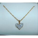 Collier - femme - pendentif - coeur - cristal - autrichien - plaqu� or jaune 750 / 1000 - 3 microns - ...