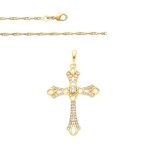 Collier - femme - chaîne et pendentif - croix - cristal - blanc - plaqué or jaune 750 / 1000 - 3 microns ... Collier - femme - chaîne et pendentif - croix - cristal - blanc - plaqué or jaune 750 / 1000 - 3 microns ...