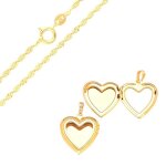 Collier - femme - pendentif - photo - m�daillon - coeur - plaqu� or jaune 750 / 1000 - 3 microns - 50 ...