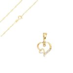 Collier - femme - cha�ne et pendentif - coeur - cristal - blanc - plaqu� or jaune 750 / 1000 - 3 microns ...