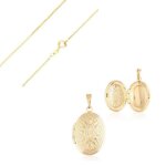 Collier - femme - pendentif - cassolette - photo - motif - fleur - plaqu� or jaune 750 / 1000 - 45 cm ...