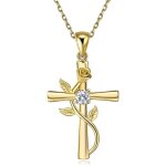 Collier pour femme croix rose argent 925 - 1000 oxyde de zirconium fleur pendentif collier mère fille ... Collier pour femme croix rose argent 925 - 1000 oxyde de zirconium fleur pendentif collier mère fille ...