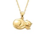Collier - femme / enfant - chane et pendentif - chat - or jaune gf 750 * - 45 cm
