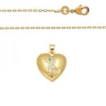 Collier - femme / enfant - chane et pendentif - mdaillon - porte photo - coeur - plaqu or jaune 585 ...