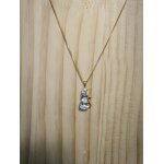 Collier - femme / enfant - chane et pendentif - chat - cristal - blanc - plaqu or jaune 750 / 1000 ...