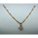 Collier - femme / enfant - pendentif - coeur - cristal - blanc - plaqu� or jaune 750 / 1000 - 3 microns ...