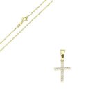 Collier - femme / enfant - chaîne torsadée - pendentif - croix - plaqué or jaune 585 / 1000 - 45 cm Collier - femme / enfant - chaîne torsadée - pendentif - croix - plaqué or jaune 585 / 1000 - 45 cm