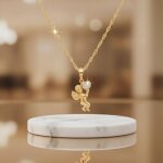 Collier - femme / enfant - pendentif - ange - gardien - c?ur �tincelant ? plaqu� or 750 / 1000 - zircons ...