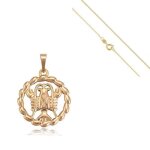 Collier - femme / homme - chane et pendentif - signe zodiaque - cancer - plaqu or jaune 750 / 1000 ...