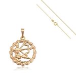 Collier - femme / homme - chane et pendentif - signe zodiaque - sagittaire - plaqu or jaune 750 / 1000 ...