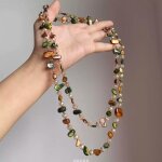 Collier femme long xjydncg pierres naturelles vertes marron - style boh�me chic