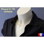Collier pour femme en maille omega semi - rigide jonc tour de cou 42cm en plaqu� or 750