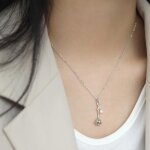 Collier femme - mode sauvage - pine fleur petite perle - argent