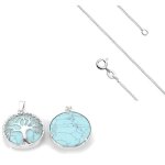 Collier - femme - pendentif - arbre de vie - argent fin 925 / 1000 - pierre naturelle - turquoise - 45 ... Collier - femme - pendentif - arbre de vie - argent fin 925 / 1000 - pierre naturelle - turquoise - 45 ...