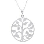 Collier - femme - pendentif - arbre de vie - �vid� - argent 925 / 1000 - massif - 45 cm