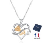 Collier femme - pendentif coeur avec cristal fleur damour - coffret bijoux femme cadeau nol anniversaire ...