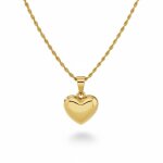 Collier - femme - pendentif - coeur - lisse - plaqu� or jaune 750 / 1000 - 3 microns - 45 cm - 20 x 12 ...