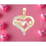 Collier - femme - pendentif - coeur - love - cristal - plaqu� or jaune 750 / 1000 - 3 microns - 50 cm ...