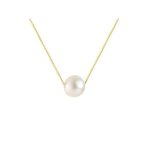 Collier femme - plaqu� or - pendentif perle - longueur 46 cm - oxyde de zirconium