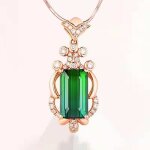 Collier femme rmega - plaqu or 18k - cristal vert - saint - valentin