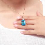 Collier femme - rmega - yn0869 - cristal - plaqu� 18k or - bleu