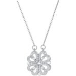 Collier - femme - tr�fle � quatre feuilles - cha�ne r�glable 40 + 5 cm - design en c?ur - pendentif �l�gant ...