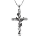 Collier fleur plante croix avec pendentif chaîne pour femmes - argent Collier fleur plante croix avec pendentif chaîne pour femmes - argent