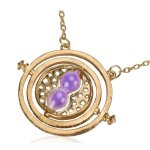 Collier - harry potter - sablier retourneur de temps - plaqu� or - violet