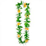 Collier fleurs blanc et vert adulte