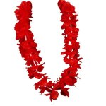 Collier hawa�en rouge - d�coration florale - adulte mixte - longueur 90cm