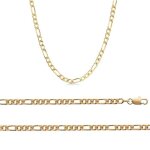 Chane de cou - homme / femme - maille figaro - cheval - triple - 50 cm - 45 mm - plaqu or jaune 750 ...