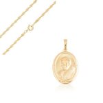 Collier - femme - pendentif - m�daille - ovale - religieuse - pape - plaqu� or jaune 750 / 1000 - 3 microns ...