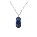 Collier lapis lazuli ab pendentif pierre roul�e + cha�ne argent�e - argent - argent� - femme