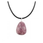 Collier - lépidolite - aaa - pendentif pierre roulée - cordon violet - femme Collier - lépidolite - aaa - pendentif pierre roulée - cordon violet - femme
