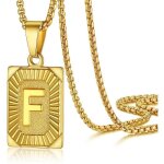 Collier lettre acier - plaqu or pour femme homme - pendentif plaque avec signe initiale personnalisable ...