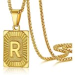 Collier lettre acier - plaqu� or pour femme homme - pendentif plaque avec signe initiale personnalisable ...