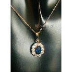 Collier - marquise - cristal bleu saphir - plaqué or 18 carats - 45 cm - bijouterie neuve Collier - marquise - cristal bleu saphir - plaqué or 18 carats - 45 cm - bijouterie neuve