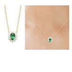 Collier - marquise - plaqu� or 18 carats - cristal vert �meraude - longueur 45 cm - mixte