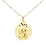 Collier - mdaille ange or jaune - chane dore - latelier dazur - enfant - mixte - 1. 40cm - dor