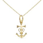 Collier - mdaille croix camarguaise or jaune - chaine dore