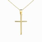 Collier - mdaille croix or 18 carats 750 - 000 jaune - chaine dore - enfant