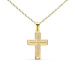 Collier - latelier dazur - mdaille croix or 18 carats 750 / 000 jaune - pour enfant - dimensions 1. ...
