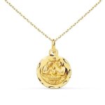 Collier - mdaille or 18 carats 750 / 000 du baptme unique - chane dore