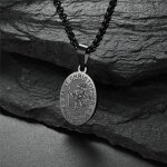 Collier mdaille saint christophe en acier inoxydable noir ? bijou religieux chrtien pour homme et femme ...