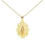 Collier - mdaille vierge miraculeuse filigranes or jaune - chane dore