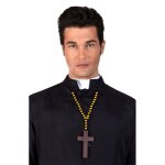Collier de moine en bois - croix de prtre - marron - mixte