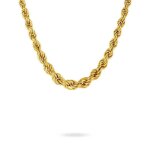 Collier or jaune vritable - maille corde en chute - femme