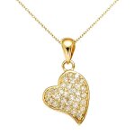 Collier pendent c?ur femme en plaqu� or 18 carats et oxydes de zirconium ? cha�ne 45 cm ? id�e cadeau ...