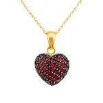 Collier pendent c?ur femme en plaqu� or 18 carats et zirconium rouge passion ? cha�ne 42 cm ? id�e cadeau ...